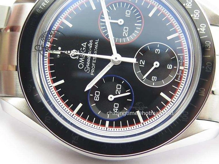 0118 Speedmaster MoonWatch  Apollo 16 Black Dial On SS Bracelet Supportive 8231